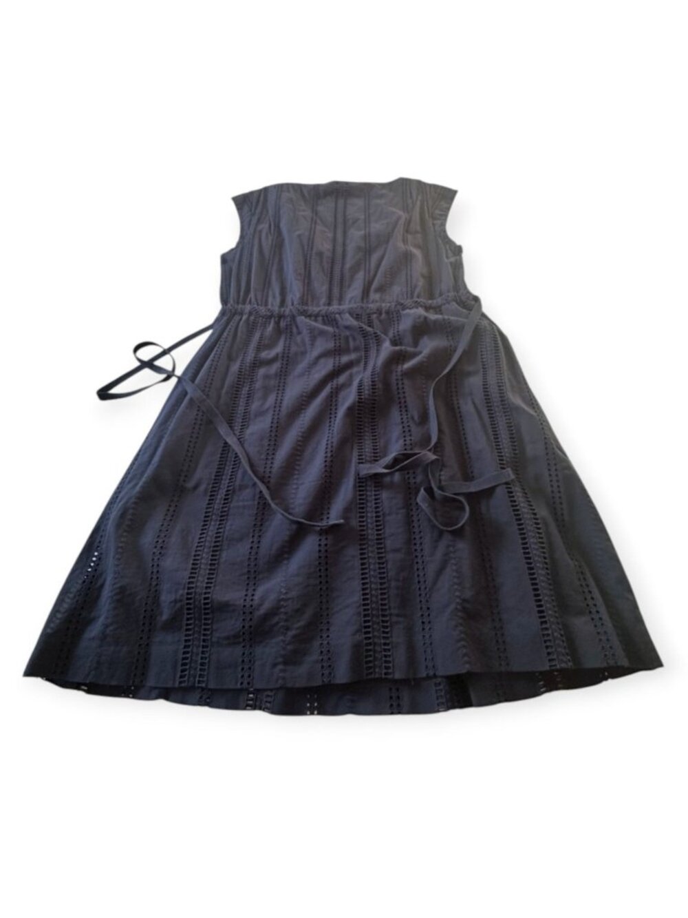 J.Crew Shelby Eyelet Dress Deep Navy Blue Size 12 V-Neck Cap Sleeve A-Line - Picture 6 of 16